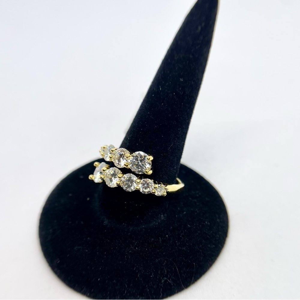 Adjustable Bypass Moissanite Ring Yellow Gold Over 925 Silver Open Band GRA - Picture 14 of 15